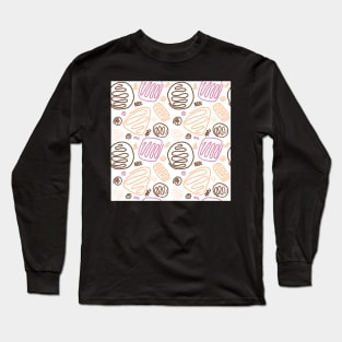 Pink Beige One Line Shapes Long Sleeve T-Shirt